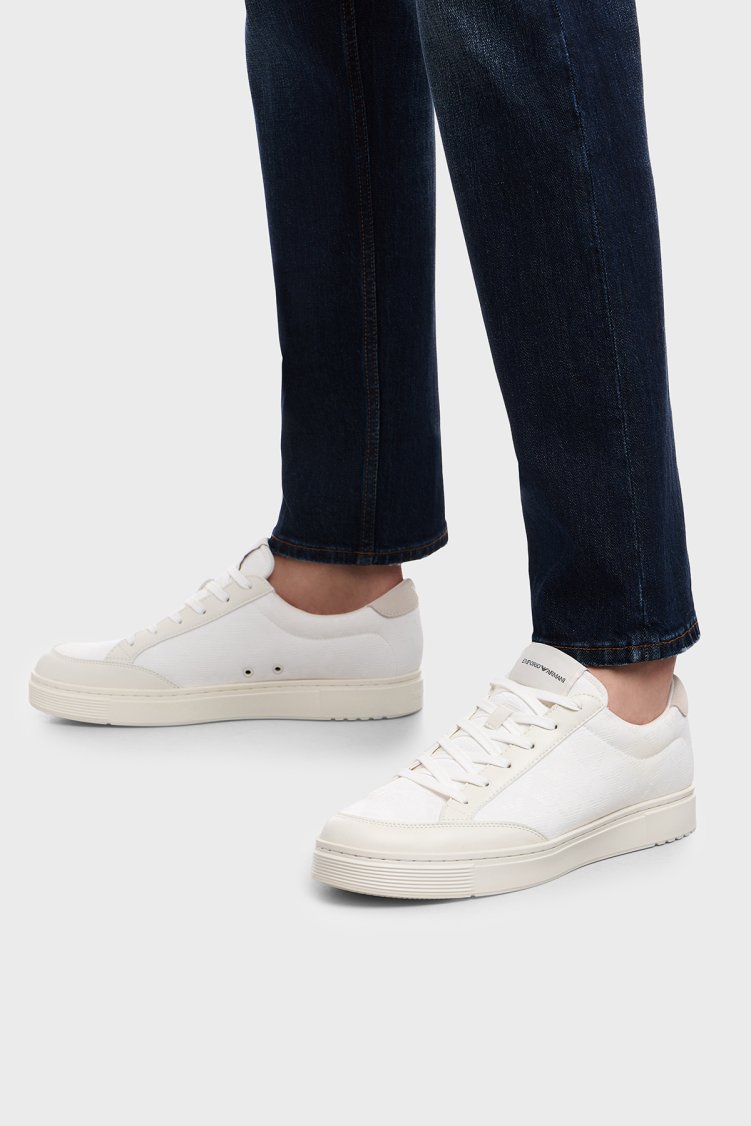 Emporio Armani Logolu Sneaker Erkek Ayakkabı EM004782 AF23199 M0172 Beyaz-Ekru - Emporio Armani (1)