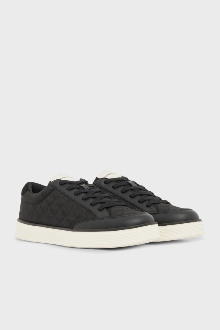 Emporio Armani Logolu Sneaker Erkek Ayakkabı EM004782 AF23199 MC406 SİYAH - Emporio Armani (1)