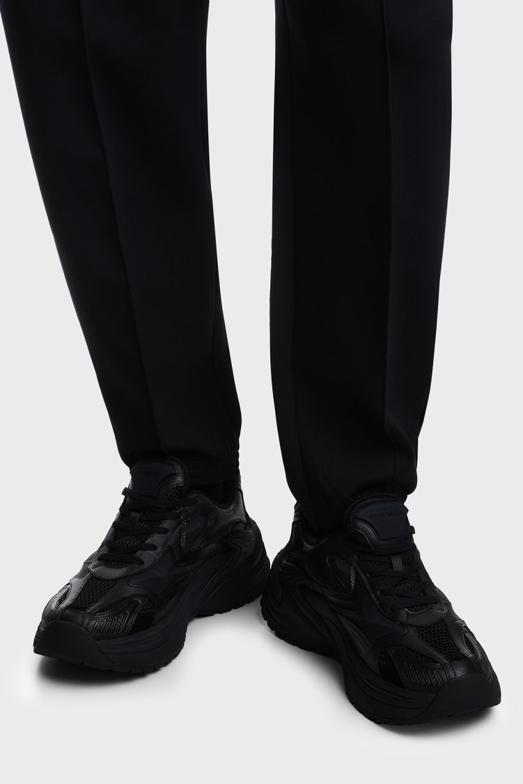 Emporio Armani Logolu Sneaker Erkek Ayakkabı EM004829 AF23185 MC419 SİYAH - Emporio Armani (1)