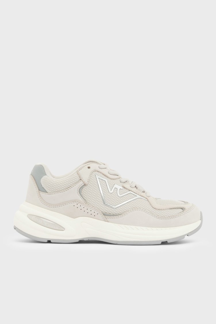 Emporio Armani Logolu Sneaker Kadın Ayakkabı EW003094 AF27288 M8466 Kum-gümüş - Emporio Armani