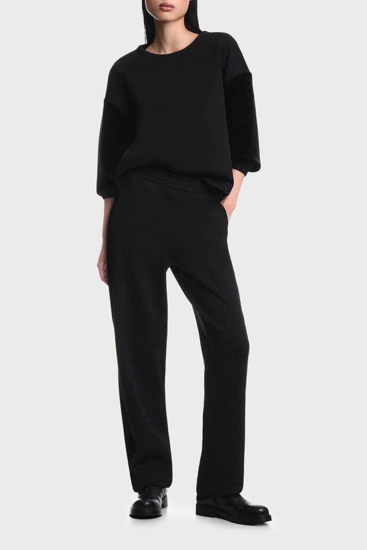 Emporio Armani Logolu Şönil Şeritli Bisiklet Yaka Kadın Sweat EW004209 AF10002 UC001 Siyah - Emporio Armani (1)