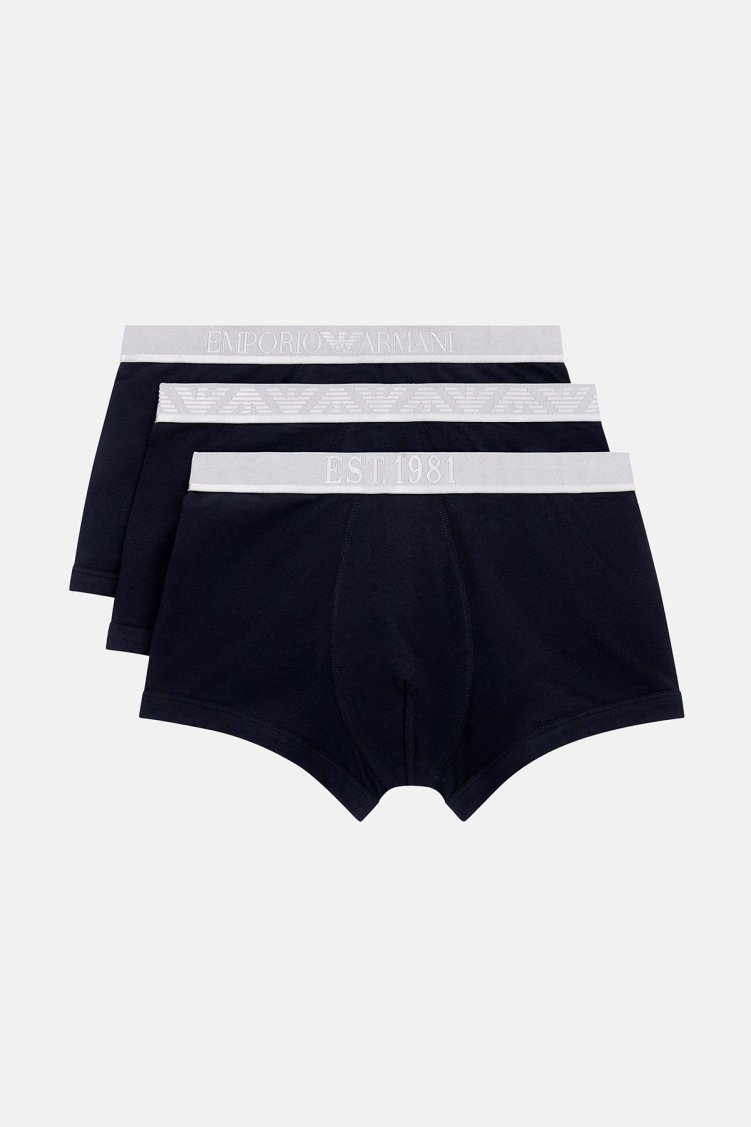 Emporio Armani Logolu Streç Pamuklu 3 Pack Erkek Boxer EM000259 AF10780 MC406 SİYAH - Emporio Armani