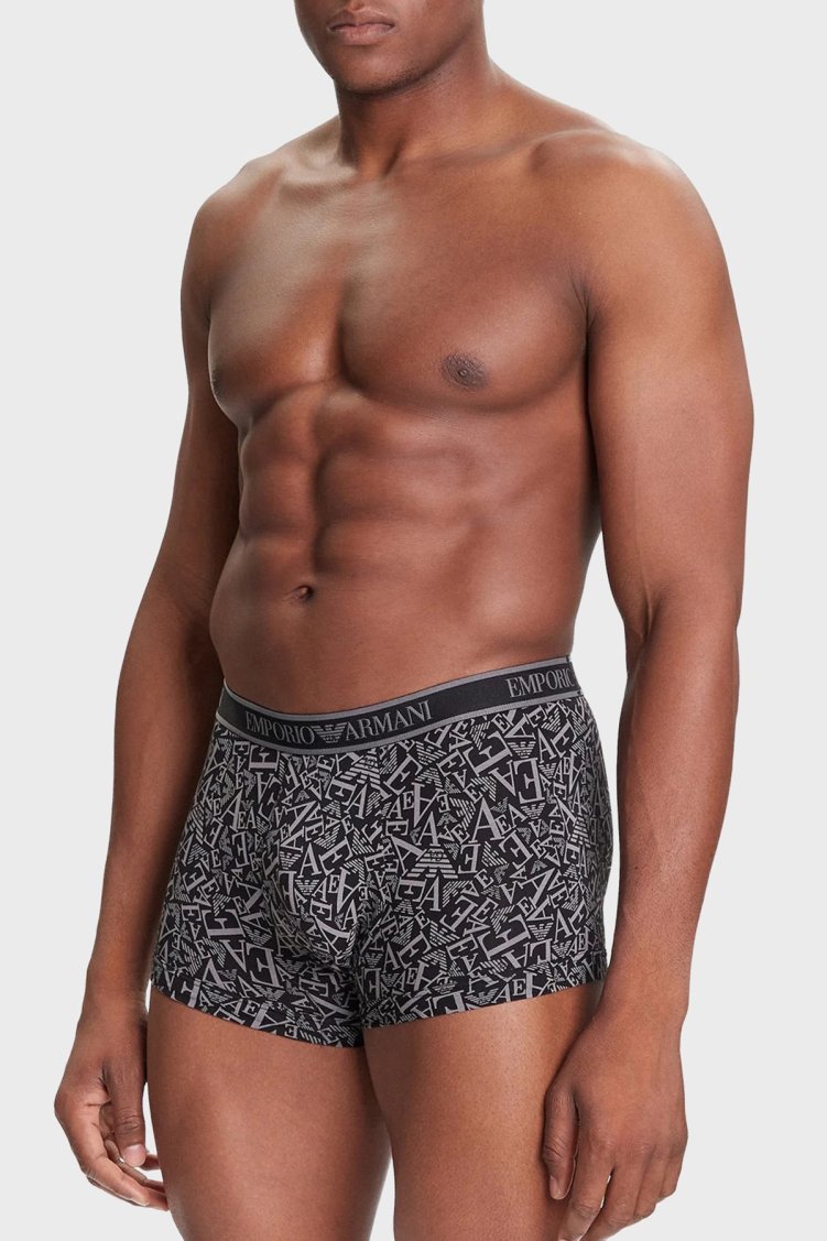 Emporio Armani Logolu Streç Pamuklu 3 Pack Erkek Boxer EM000370 AF10779 MC198 LACİVERT - Emporio Armani (1)