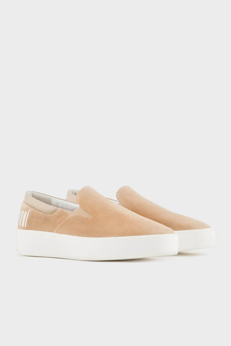 Emporio Armani Logolu Süet Loafer Bayan Ayakkabı X3Y007 XR158 00085 BEJ - Emporio Armani (1)