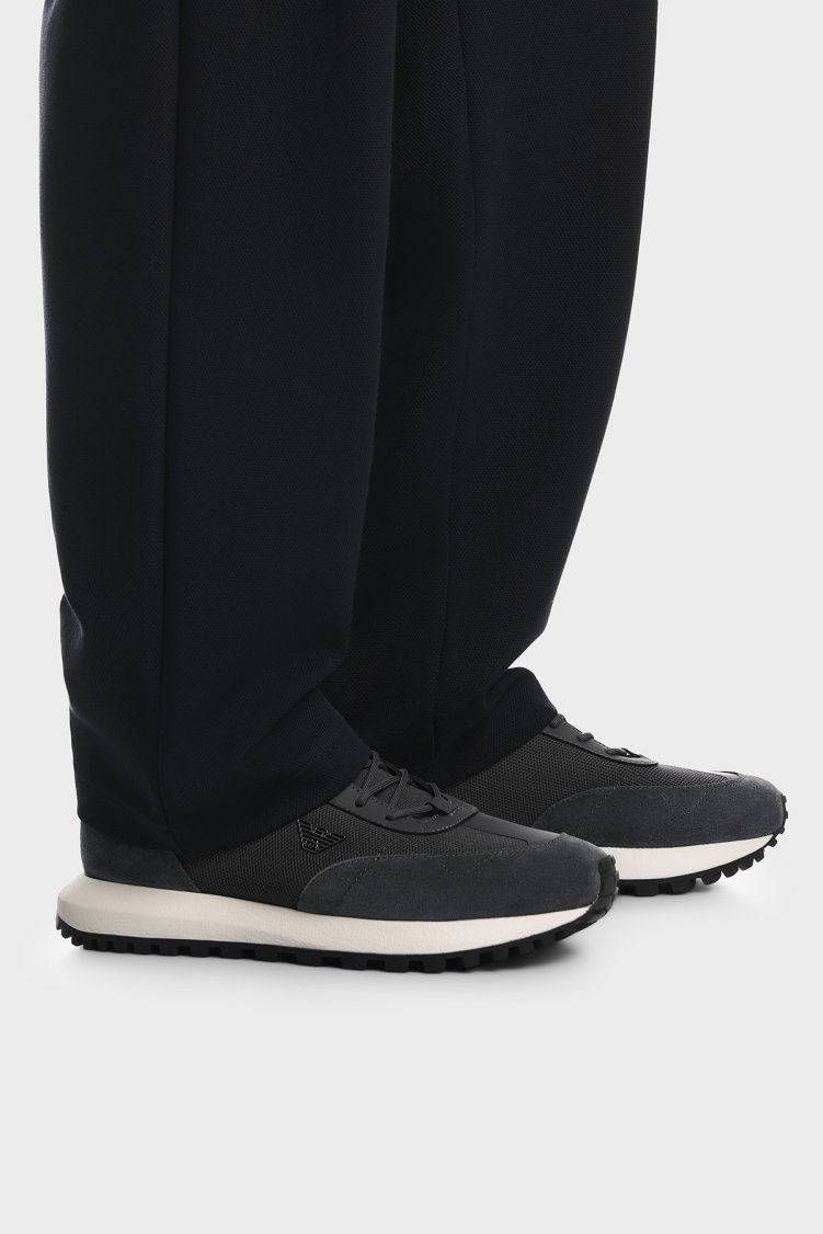 Emporio Armani Logolu Süet Sneaker Erkek Ayakkabı EM003739 AF19724 M8478 Antrasit - Emporio Armani (1)