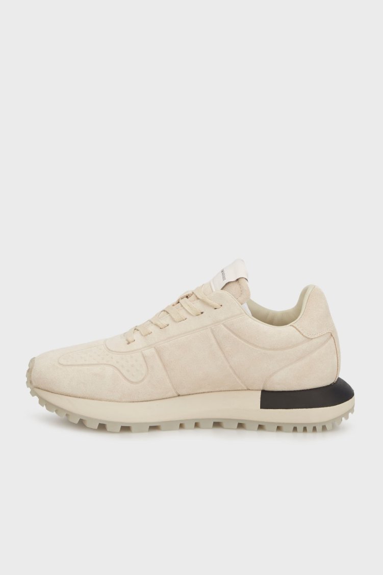 Emporio Armani Logolu Süet Sneaker Erkek Ayakkabı EM003740 AF19728 U0015 EKRU - Emporio Armani (1)