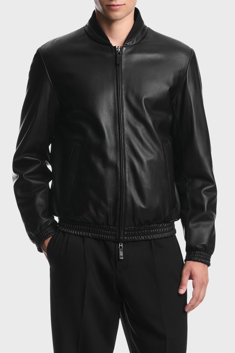 Emporio Armani Logolu Suya Dayanıklı Çift Taraflı Bomber Erkek Ceket EM007244 AF29324 UC001 Siyah - Emporio Armani