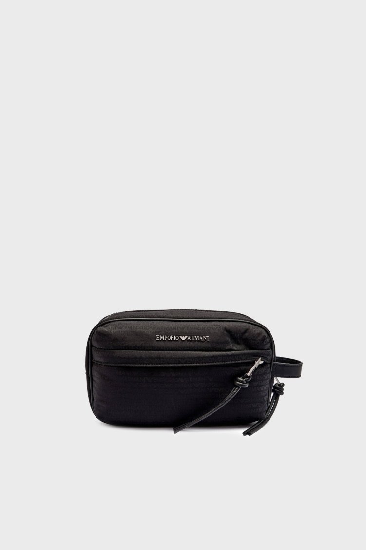 Emporio Armani Logolu Tek Saplı Erkek Çanta EM004160 AF14637 UC001 SİYAH - Emporio Armani