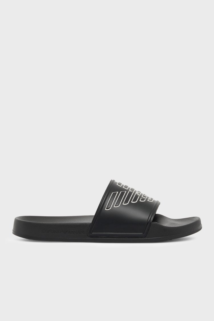 Emporio Armani Logolu Unisex Terlik EX000042 AF22189 MZ680 SİYAH - Emporio Armani