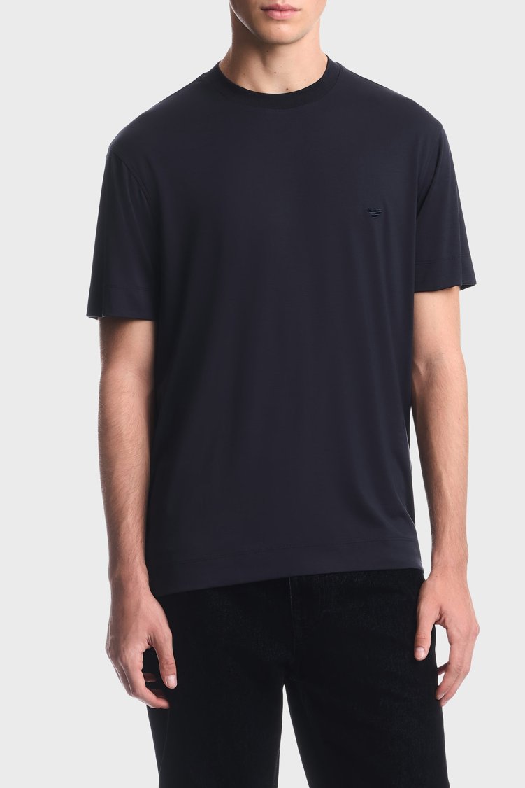 Emporio Armani Logolu Yuvarlak Yaka Erkek T Shirt EM007357 AF13721 UB118 Lacivert - Emporio Armani