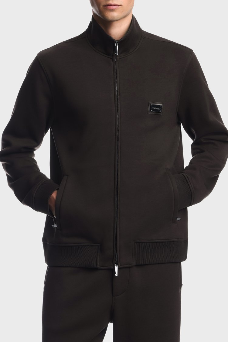 Emporio Armani Modal Kumaş Dik Yaka Fermuarlı Erkek Sweat EM006821 AF17545 U6030 Koyu kahve - Emporio Armani
