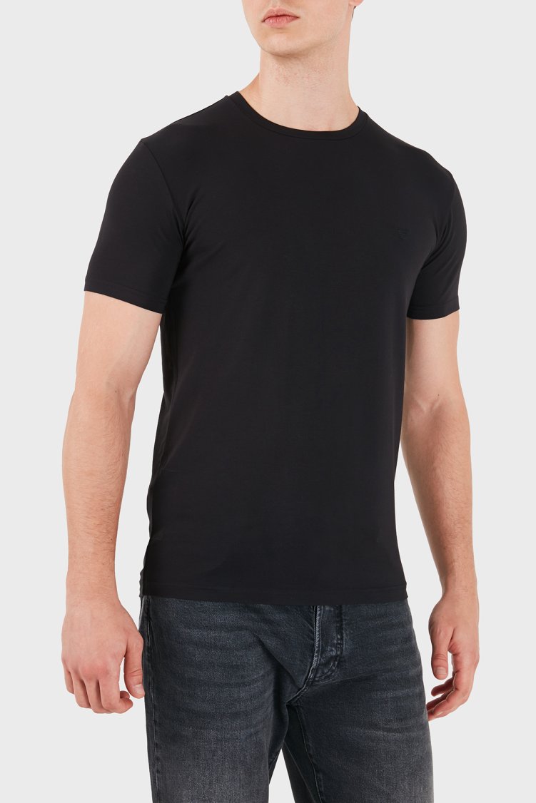 Emporio Armani Modal Kumaş Regular Fit Bisiklet Yaka Erkek T Shirt EM000379 AF25034 UC001 Siyah - Emporio Armani