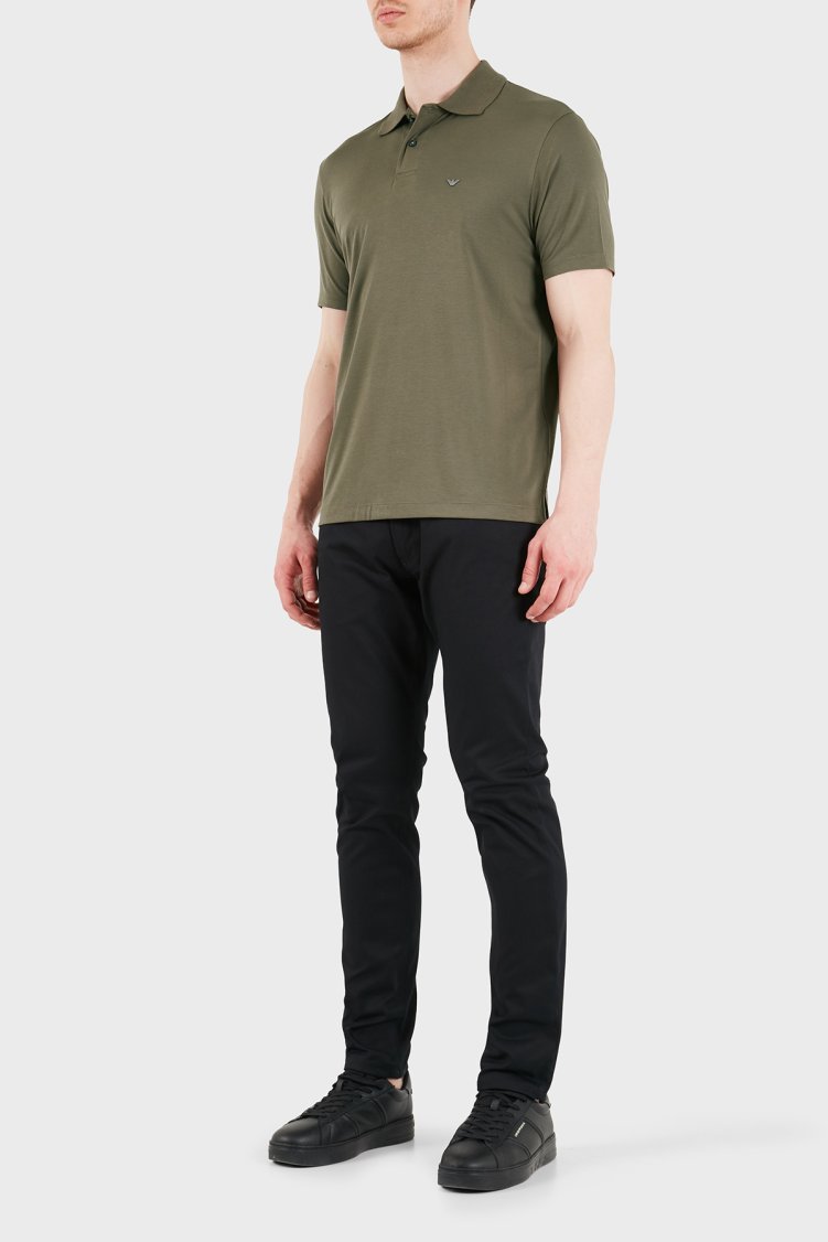 Emporio Armani Modal ve İpek Karışımlı Kısa Kollu Düğmeli Erkek Polo EM004526 AF13721 U6200 HAKİ - Emporio Armani (1)
