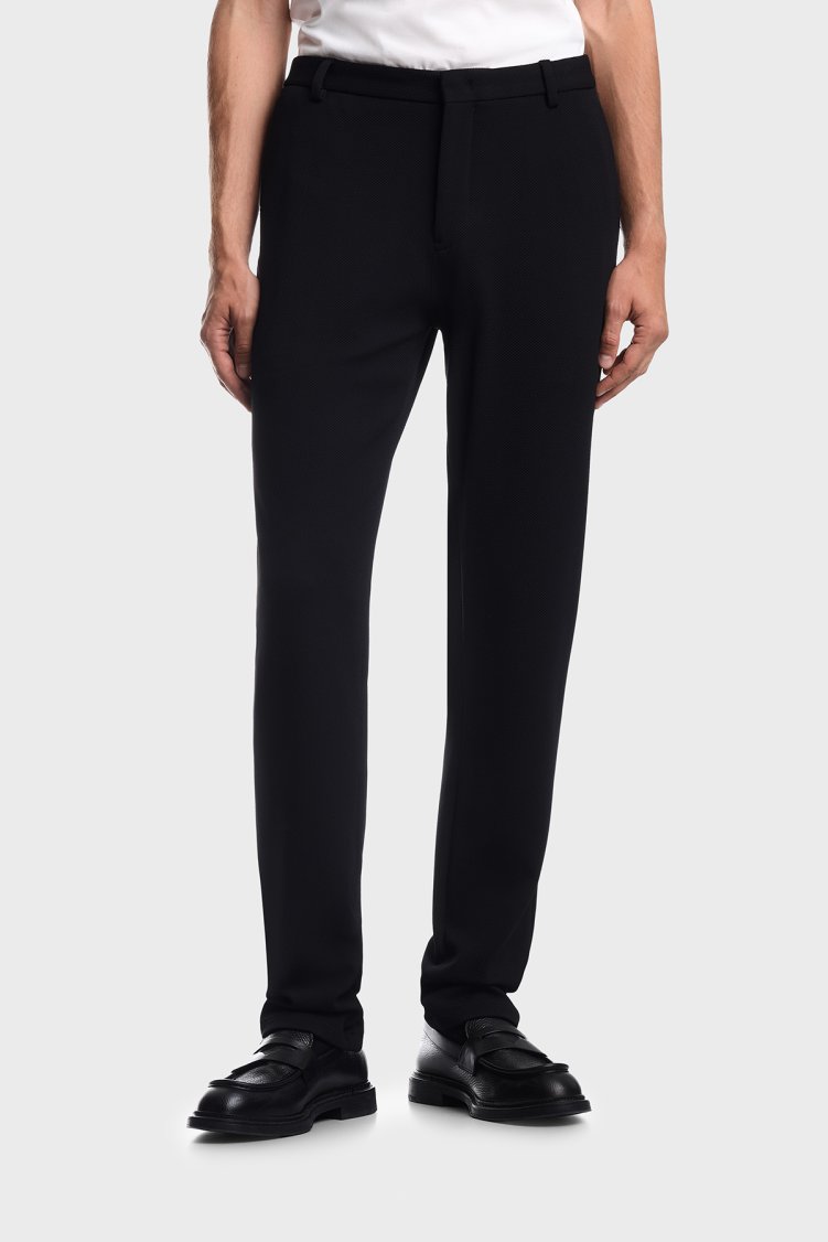 Emporio Armani Normal Bel Düz Paça Jarse Pike Erkek Pantolon EM001761 TE22904 UC001 Siyah - Emporio Armani