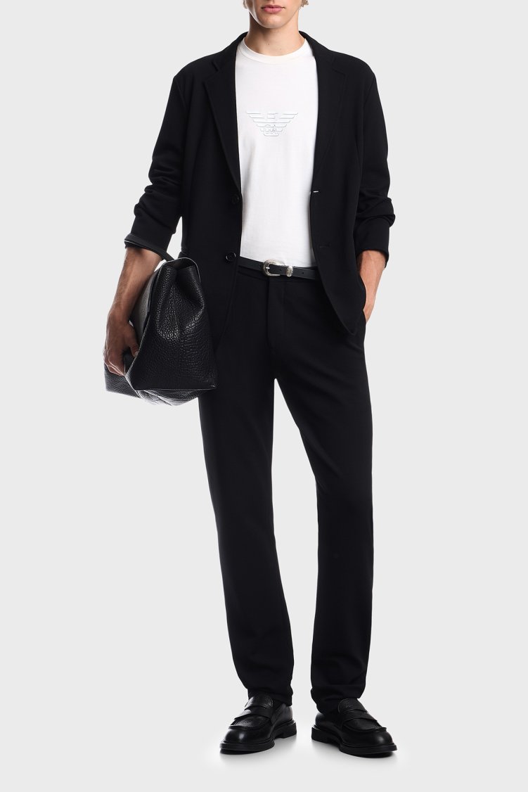 Emporio Armani Normal Bel Düz Paça Jarse Pike Erkek Pantolon EM001761 TE22904 UC001 Siyah - Emporio Armani (1)