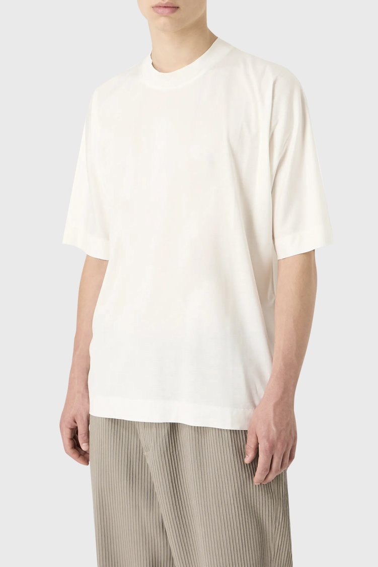 Emporio Armani Oversize Bisiklet Yaka Erkek T Shirt 3D1TG2 1JUVZ 0128 EKRU - Emporio Armani