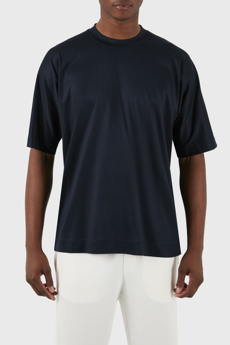 Emporio Armani Oversize Fit Bisiklet Yaka Erkek T Shirt 3D1TG2 1JUVZ 0920 LACİVERT - Emporio Armani