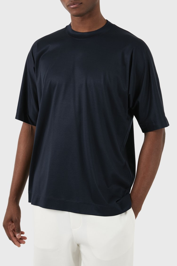 Emporio Armani Oversize Fit Bisiklet Yaka Erkek T Shirt 3D1TG2 1JUVZ 0920 LACİVERT - Emporio Armani (1)