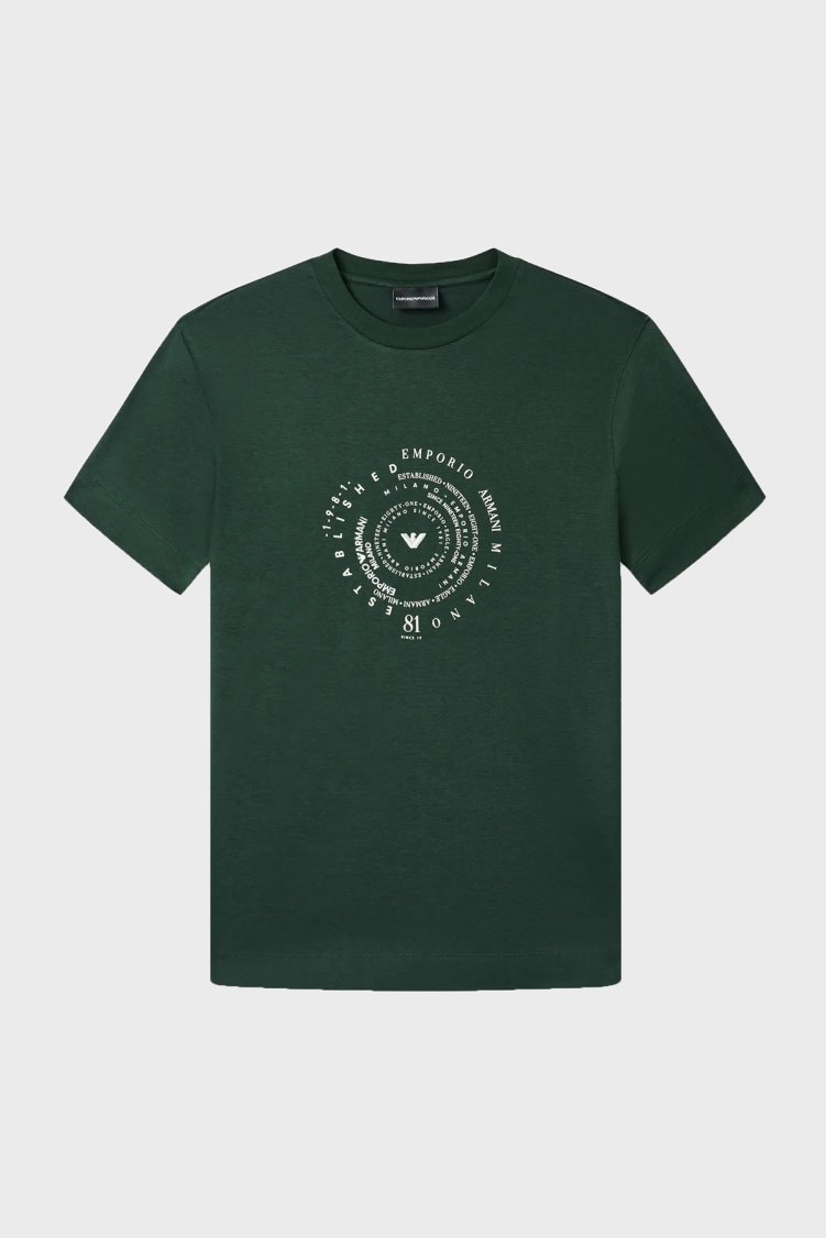 Emporio Armani Pamuk Karışımlı Baskılı Bisiklet Yaka Erkek T Shirt EM004995 AF13747 U7263 HAKİ - Emporio Armani (1)