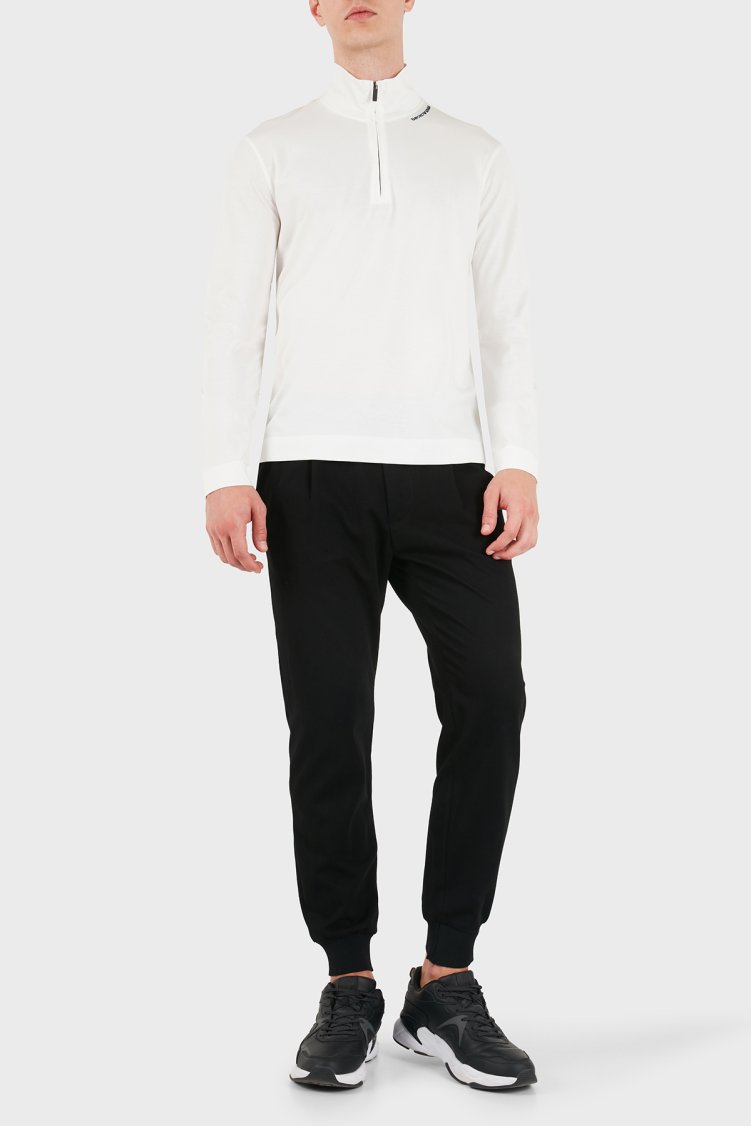 Emporio Armani Pamuk Karışımlı Dik Yaka Yarım Fermuarlı Erkek T Shirt EM006806 AF10761 U0003 Beyaz - Emporio Armani (1)