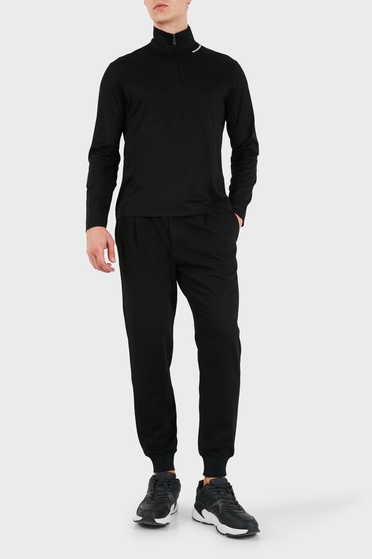 Emporio Armani Pamuk Karışımlı Dik Yaka Yarım Fermuarlı Erkek T Shirt EM006806 AF10761 UC001 Siyah - Emporio Armani (1)