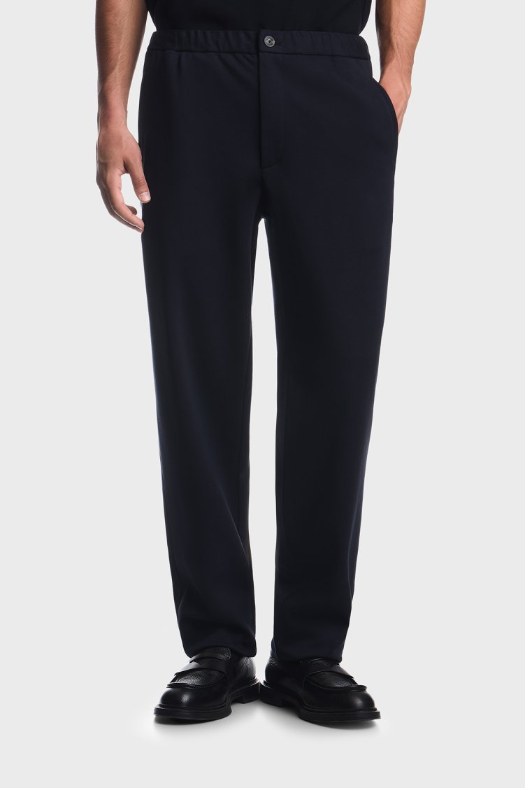 Emporio Armani Pamuk Karışımlı Normal Bel Düz Paça Jarse Erkek Pantolon EM001611 AF27883 UB118 Lacivert - Emporio Armani