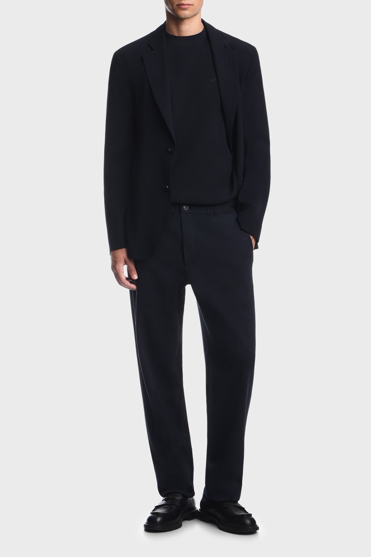 Emporio Armani Pamuk Karışımlı Normal Bel Düz Paça Jarse Erkek Pantolon EM001611 AF27883 UB118 Lacivert - Emporio Armani (1)