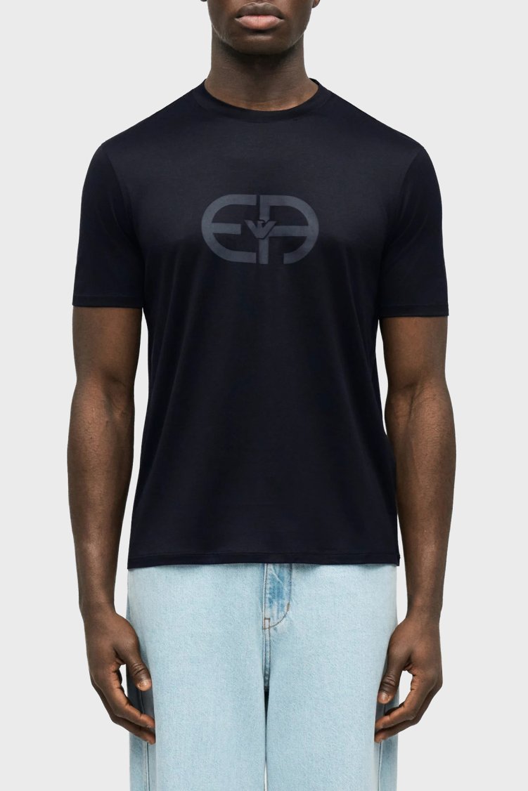 Emporio Armani Pamuk Karışımlı Regular Fit Bisiklet Yaka Erkek T Shirt EM004581 AF10017 UB118 LACİVERT - Emporio Armani