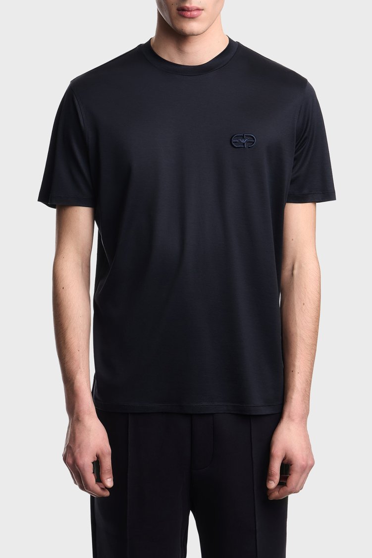 Emporio Armani Pamuk Karışımlı Regular Fit Bisiklet Yaka Erkek T Shirt EM004585 AF10017 UB118 LACİVERT - Emporio Armani