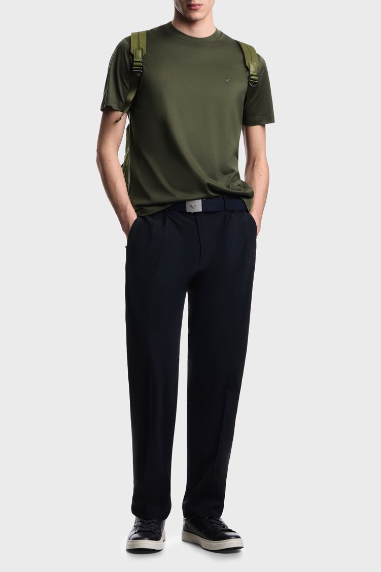 Emporio Armani Pamuk Karışımlı Regular Fit Bisiklet Yaka Erkek T Shirt EM005491 AF24839 U8121 HAKİ - Emporio Armani (1)