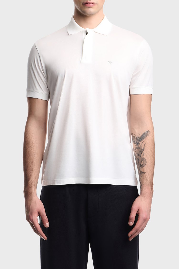 Emporio Armani Pamuk Karışımlı Regular Fit Düğmeli Erkek Polo EM005492 AF24839 U0003 BEYAZ - Emporio Armani