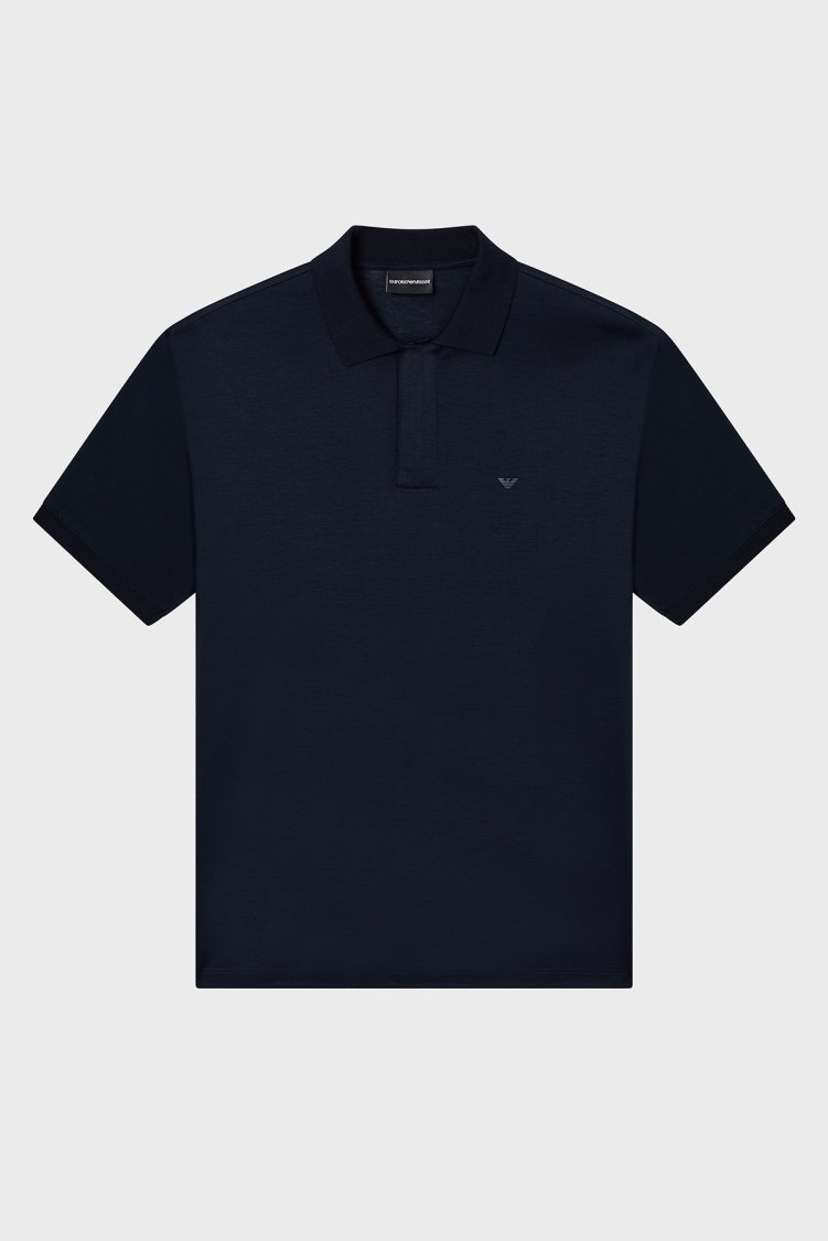 Emporio Armani Pamuk Karışımlı Regular Fit Düğmeli Erkek Polo EM005492 AF24839 UB118 LACİVERT - Emporio Armani