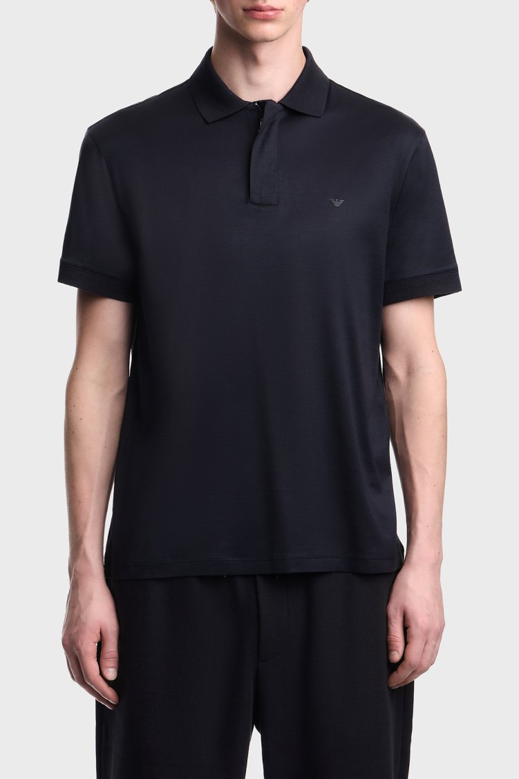 Emporio Armani Pamuk Karışımlı Regular Fit Düğmeli Erkek Polo EM005492 AF24839 UB118 LACİVERT - Emporio Armani