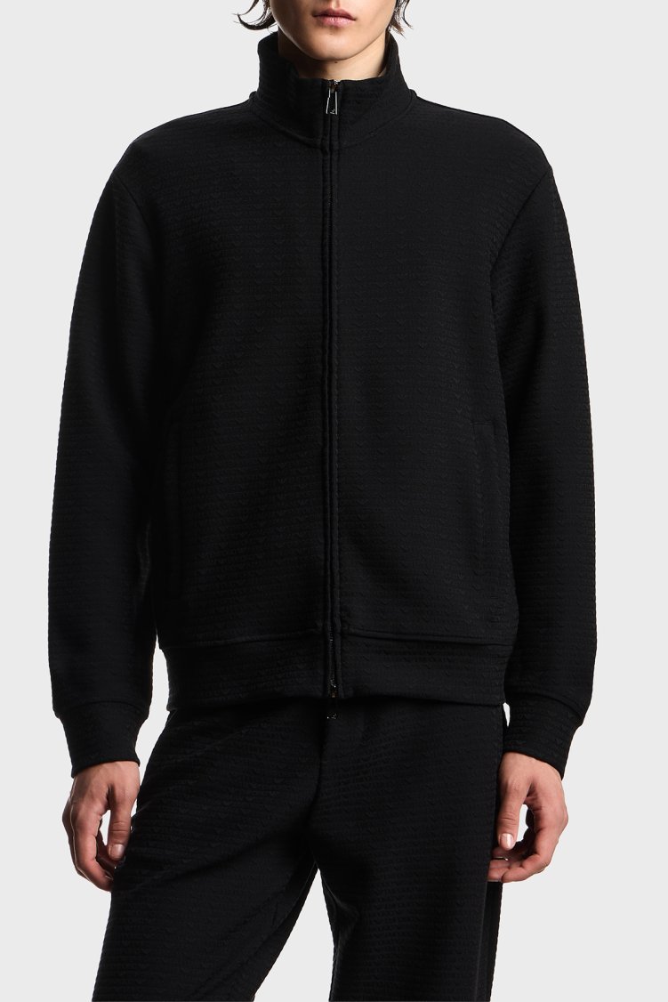 Emporio Armani Pamuk Karışımlı Regular Fit Fermuarlı Dik Yaka Erkek Sweat EM004534 AF13700 FC293 SİYAH - Emporio Armani