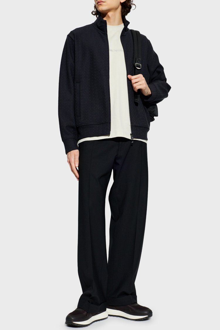 Emporio Armani Pamuk Karışımlı Regular Fit Fermuarlı Dik Yaka Logolu Erkek Sweat EM004534 AF13700 FB413 LACİVERT - Emporio Armani (1)