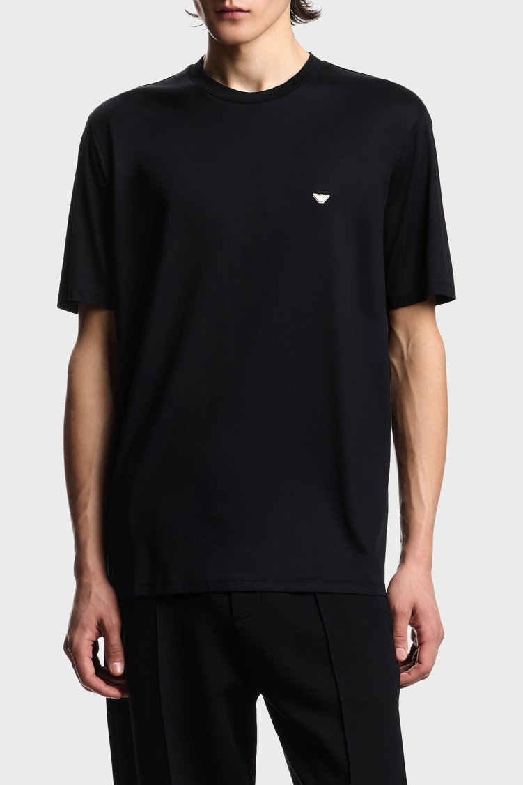 Emporio Armani Pamuk Karışımlı Regular Fit Logolu Erkek T Shirt EM004592 AF13747 UC001 SİYAH - Emporio Armani