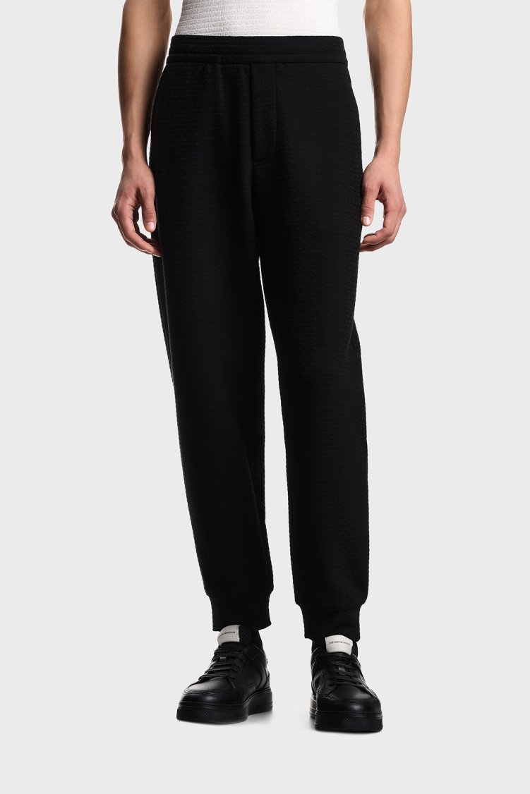 Emporio Armani Pamuk Karışımlı Regular Fit Logolu Yüksek Bel Erkek Pantolon EM004535 AF13700 FC293 SİYAH - Emporio Armani