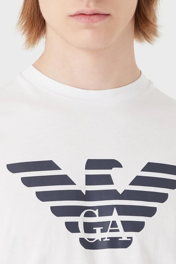 Emporio Armani Pamuklu Baskılı Regular Fit Bisiklet Yaka Erkek T Shirt 8N1TN5 1JPZZ 0147 Beyaz - Emporio Armani (1)
