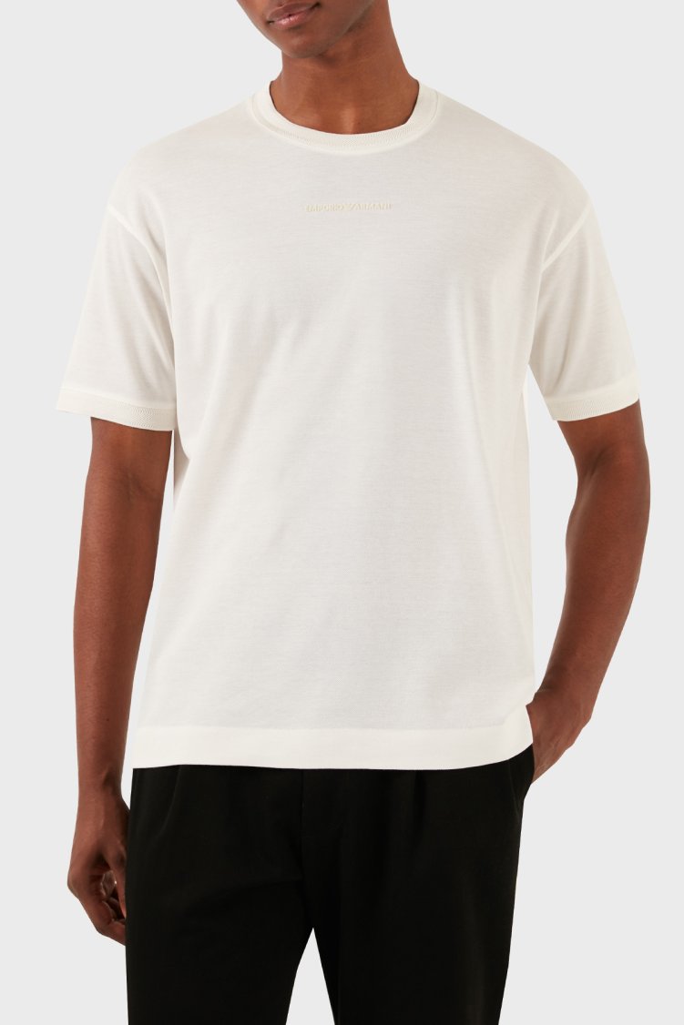 Emporio Armani Pamuklu Bisiklet Yaka Regular Fit Erkek T Shirt 3D1TC8 1JTKZ 0101 BEYAZ - Emporio Armani