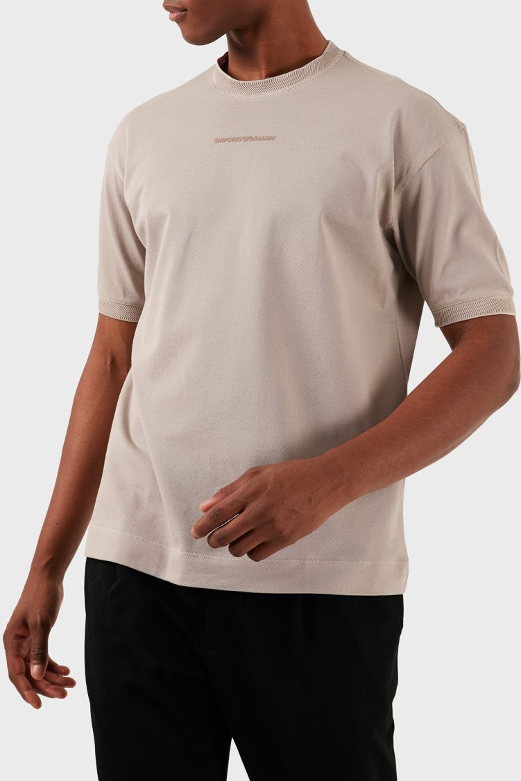 Emporio Armani Pamuklu Bisiklet Yaka Regular Fit Erkek T Shirt 3D1TC8 1JTKZ 01M5 BEJ - Emporio Armani
