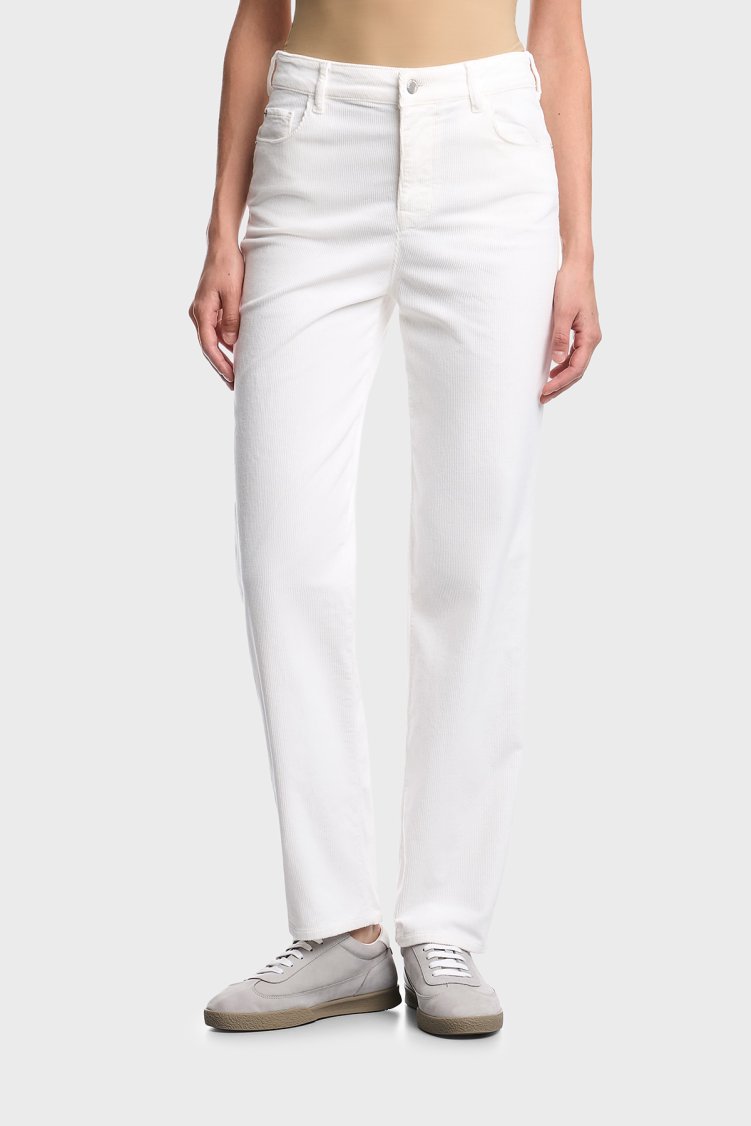 Emporio Armani Pamuklu Düğme Ve Fermuarlı Düz Paça Jeans Kadın Kot Pantolon EW003498 AF17028 U0006 Beyaz - Emporio Armani