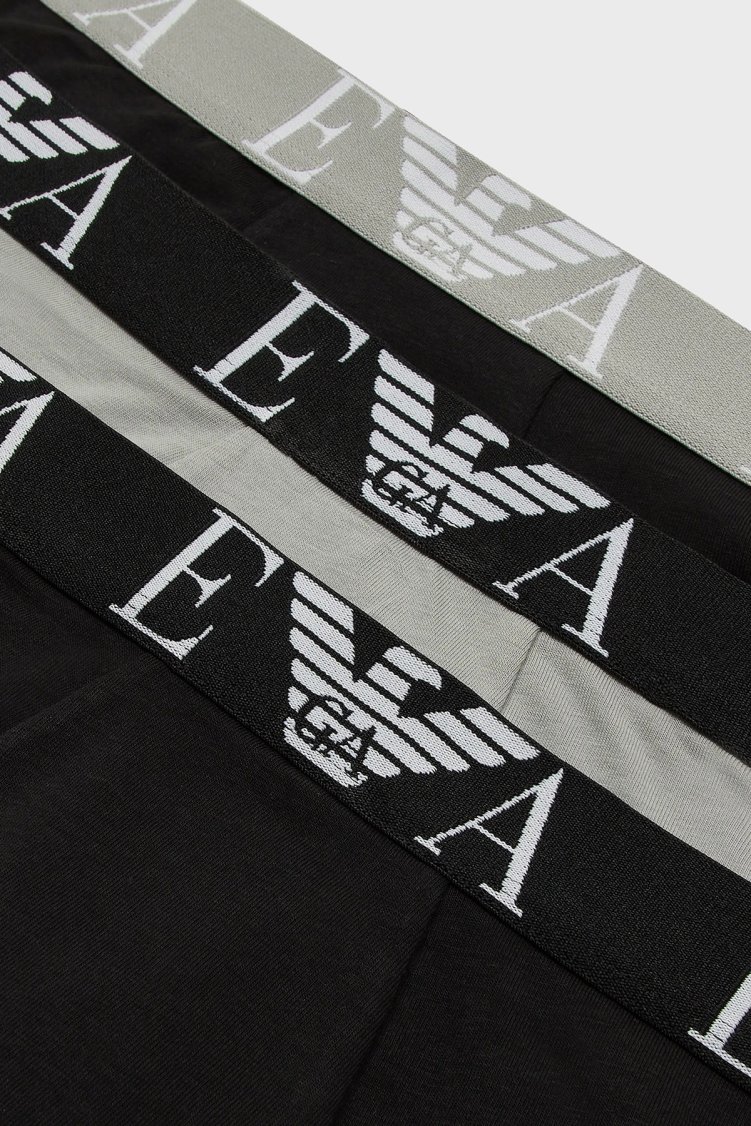 Emporio Armani Pamuklu Esnek 3 Pack Erkek Boxer 111357 4R715 35321 SİYAH-GRİ - Emporio Armani (1)