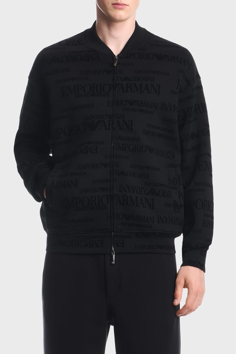 Emporio Armani Pamuklu Fermuarlı Regular Erkek Sweat EM006881 AF10013 FC376 Siyah - Emporio Armani