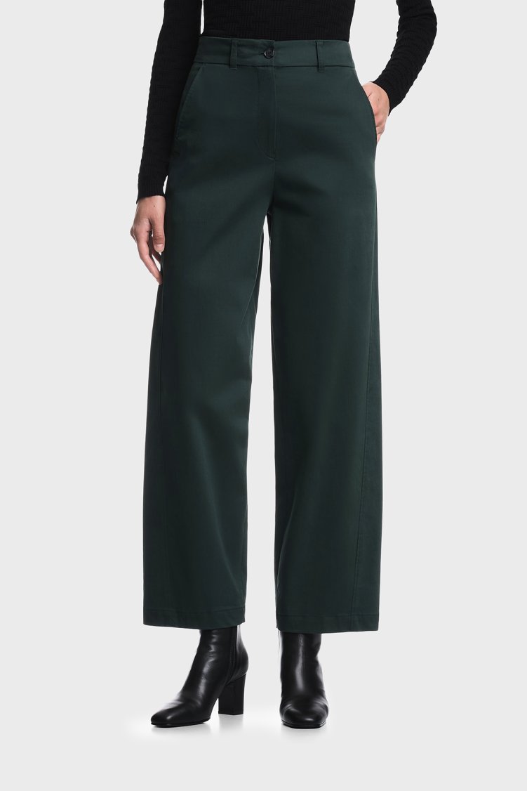 Emporio Armani Pamuklu Geniş Paça Kadın Pantolon EW003108 AF19664 UB003 Haki - Emporio Armani