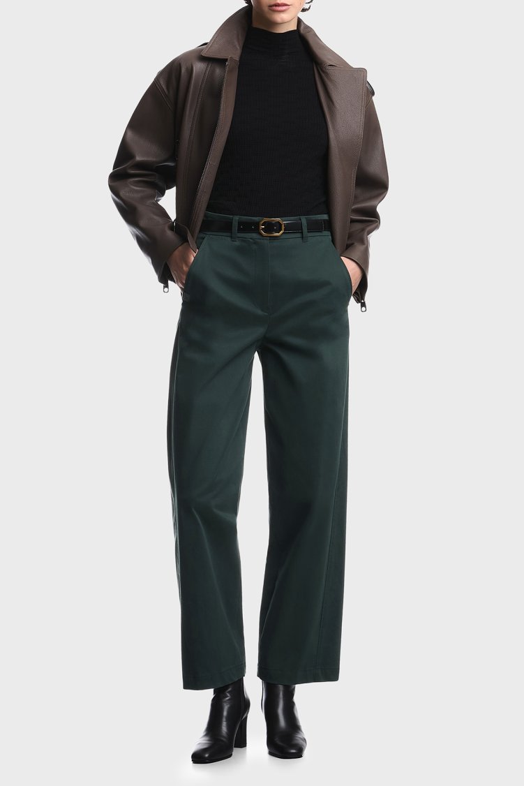 Emporio Armani Pamuklu Geniş Paça Kadın Pantolon EW003108 AF19664 UB003 Haki - Emporio Armani (1)