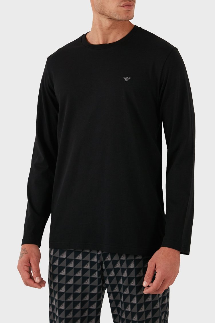Emporio Armani Pamuklu Jakarlı Regular Fit Normal Bel Bisiklet Yaka Erkek Pijama Takımı EM000611 AF14994 MC273 SİYAH - Emporio Armani (1)