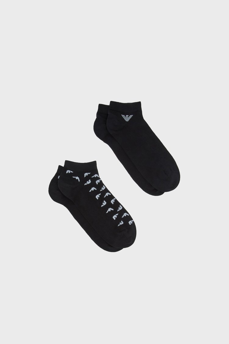 Emporio Armani Pamuklu Logolu 2 Pack Erkek Çorap EM000538 AF20085 MC402 SİYAH - Emporio Armani