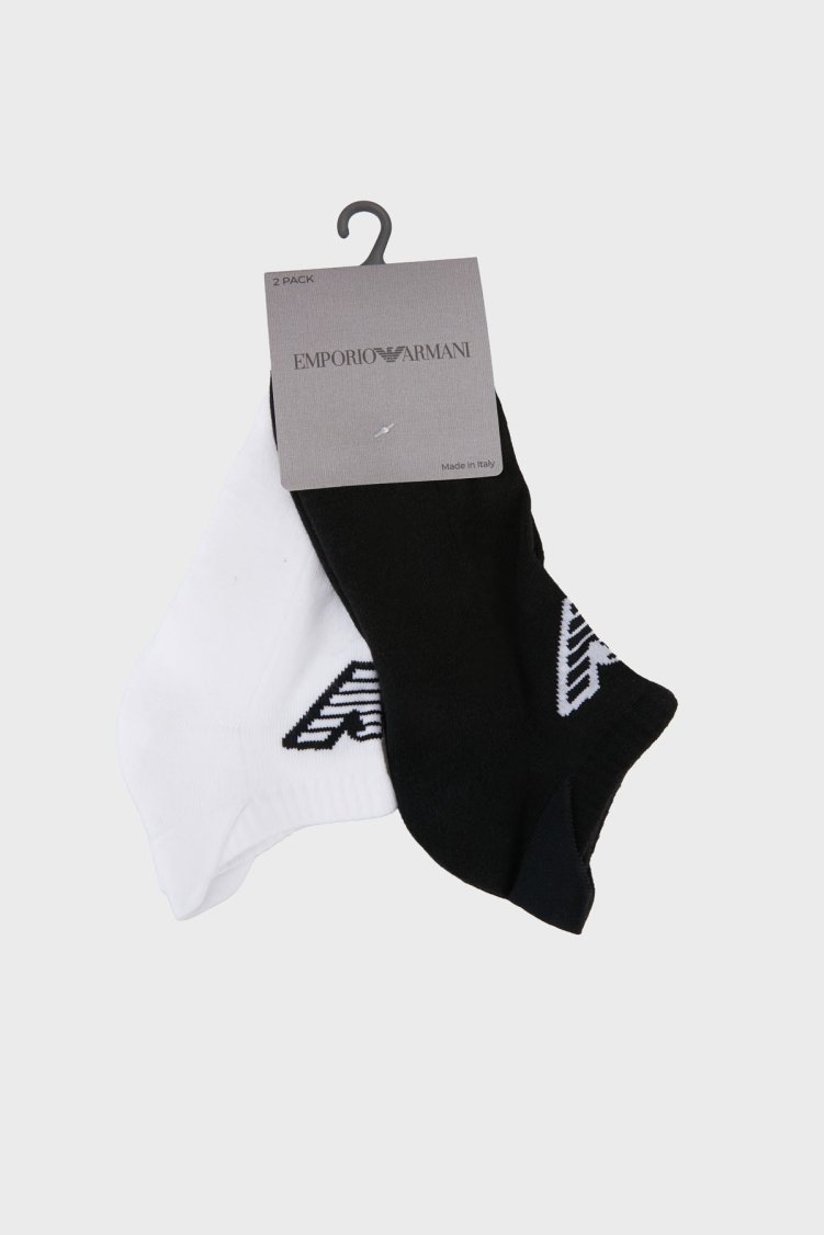 Emporio Armani Pamuklu Logolu 2 Pack Erkek Çorap EM003751 AF20084 MC001 SİYAH-BEYAZ - Emporio Armani (1)
