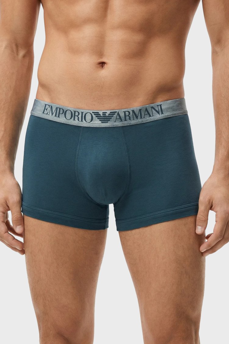 Emporio Armani Pamuklu Logolu 3 Pack Erkek Boxer EM000259 AF18886 MB396 LACİVERT PETROL LACİVERT - Emporio Armani (1)
