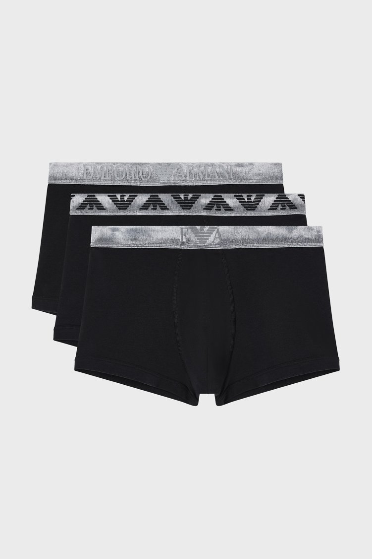 Emporio Armani Pamuklu Logolu 3 Pack Erkek Boxer EM000259 AF18886 MC061 SİYAH - Emporio Armani